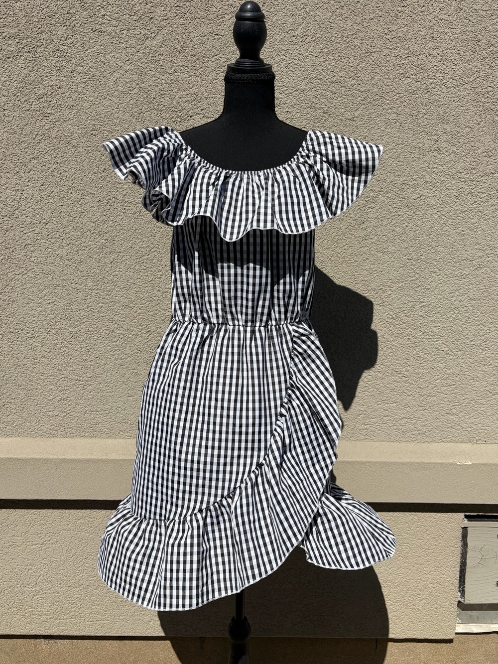 Zaful Black Gingham Ruffle Dress